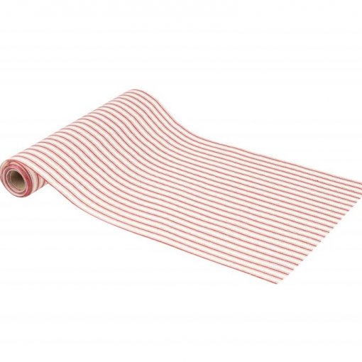 Corredor de mesa 28 cm x 3 m Riscas Branco e Vermelho