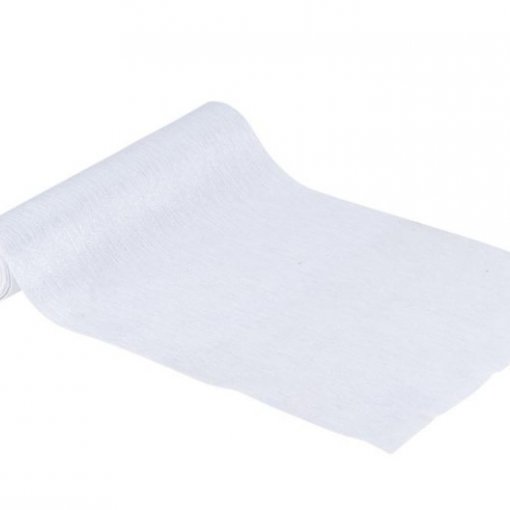 Corredor de mesa 28 cm x 3 m Veludo Branco Brilhante e Prateado