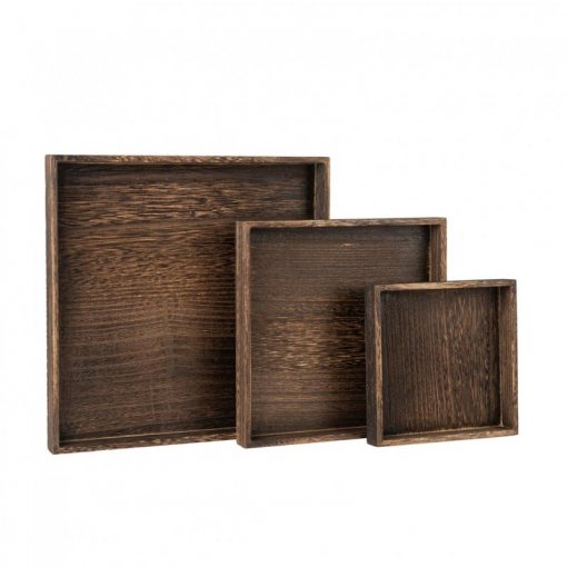 3 Bandejas de Madeira 28-16cm