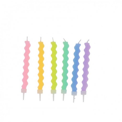 6 Velas de Aniversário 8,5cm ZigZag Pastel