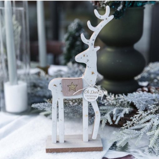 Rena de Madeira 10x25x5cm Natal