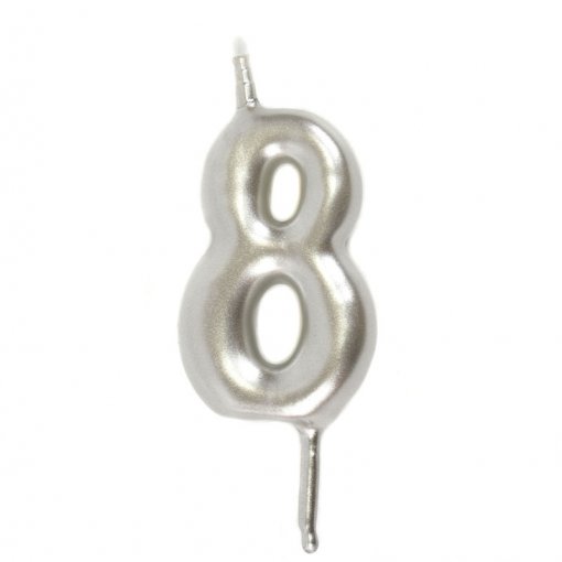 Vela Aniversário 6cm Prateado nº8