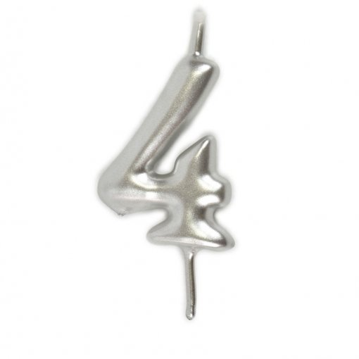 Vela Aniversário 6cm Prateado nº4