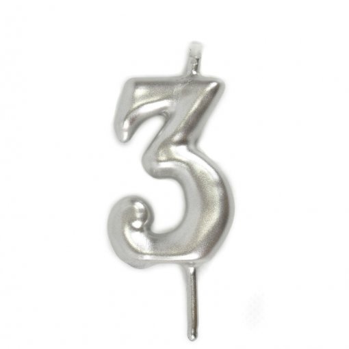 Vela Aniversário 6cm Prateado nº3