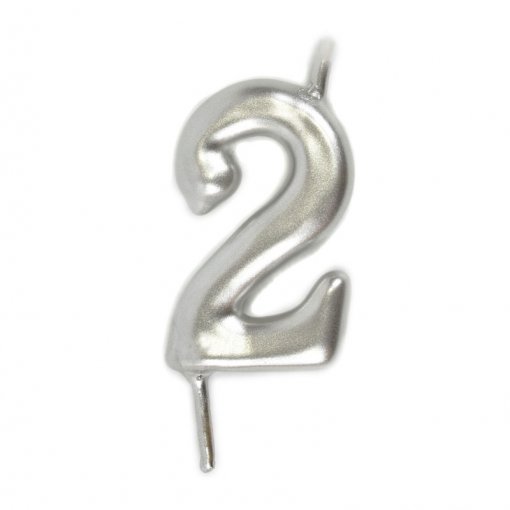 Vela Aniversário 6cm Prateado nº2