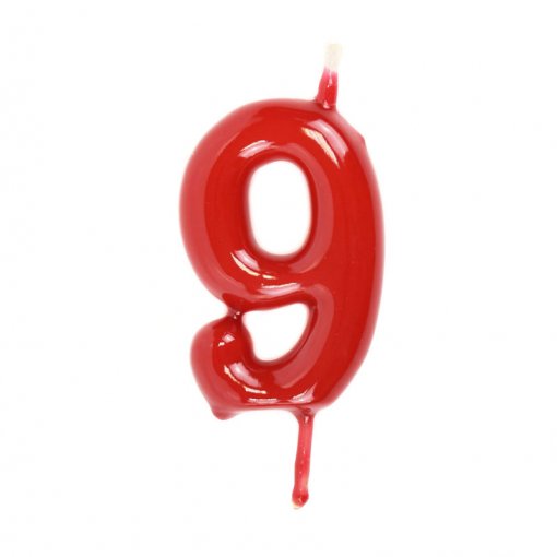 Vela Aniversário 6cm Vermelho nº9