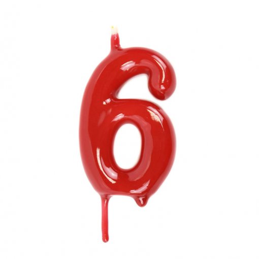 Vela Aniversário 6cm Vermelho nº6
