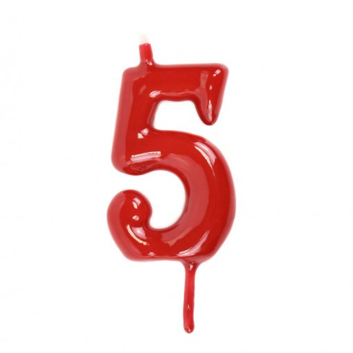 Vela Aniversário 6cm Vermelho nº5