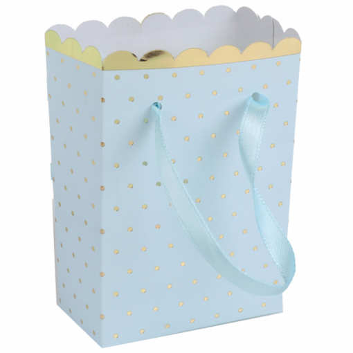 6 Caixas com Alças 6x3x7cm Azul com Pintas Douradas