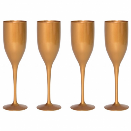 4 Flutes Plástico Reutilizável Dourado