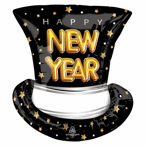 Balão Foil 53x60cm Cartola New Year - Ano Novo