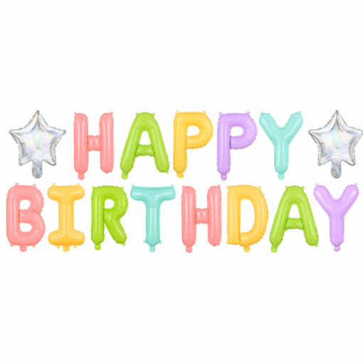 Balão Foil Happy Birthday 395x35cm Colorido
