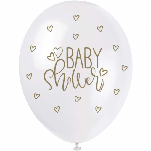 5 Balões Latex 12'' Metalizado Baby Shower Dourado