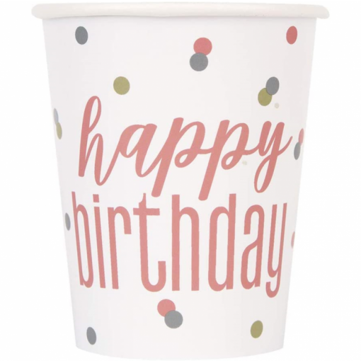 8 Copos 267ml EU Rose Gold Birthday 