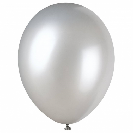 8 Balões Latex 12'' (30cm) Prateado Metalizado