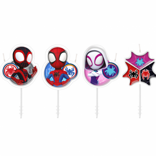 4 Velas de Aniversário 3x4cm Spider-Man (Homem-Aranha) Spidey