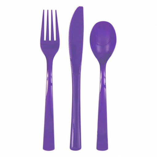 18 Sortido de Talheres Roxo Neon