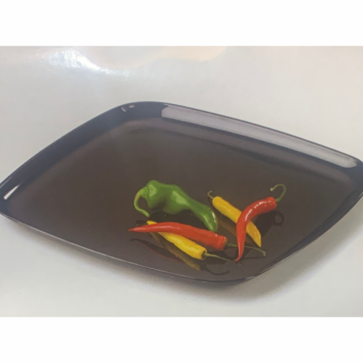 Travessa Plástico Premium Rijo Reutilizável Quadrada 35cm Preto