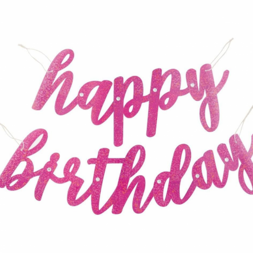 2 Grinaldas Papel 'Happy Birthday' Glitz Pink Glitter