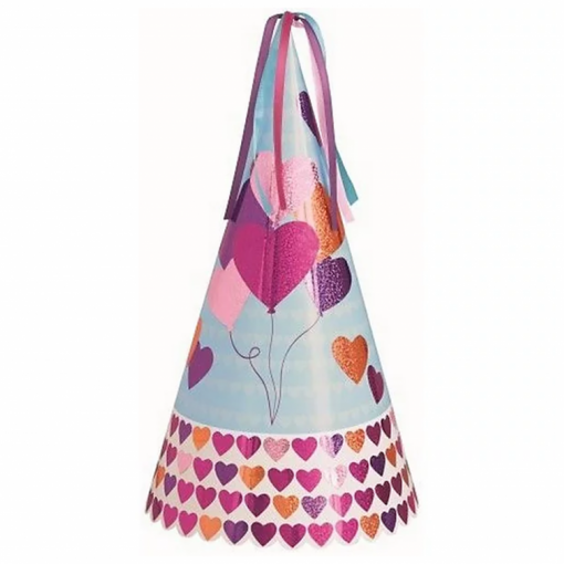 Chapeú 33cm Corações colorido Foil