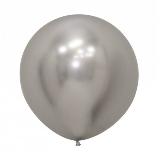 10 Balões latex R24 (60cm) - Reflex Silver - 981