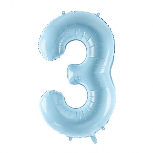 Balão Foil 86cm Azul Claro Número 3