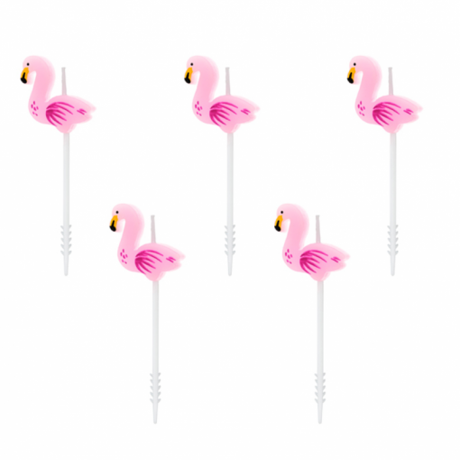 5 Velas de Aniversário Flamingos