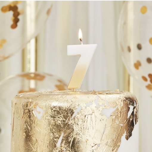 Vela Aniversário 5cm Branca & Dourada nº7