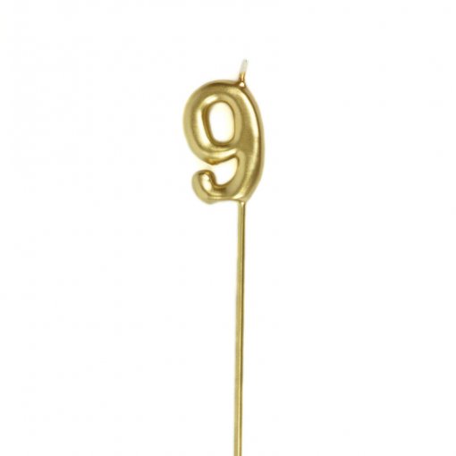 Vela de Aniversário Dourado 15,5cm nº9