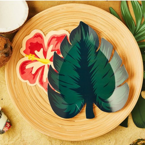 8 Pratos 24x20cm Folha Tropical