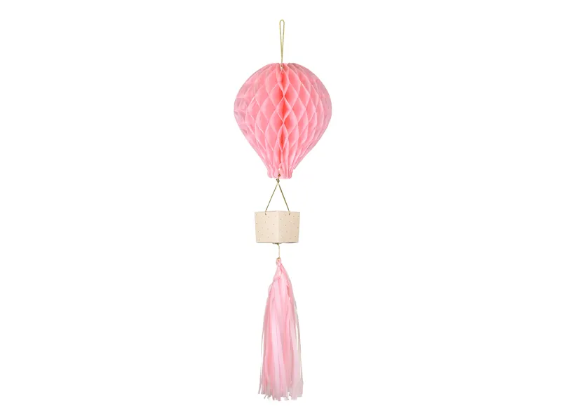 Decoração Pendente Balão de Ar Quente Baby Shower Rosa
