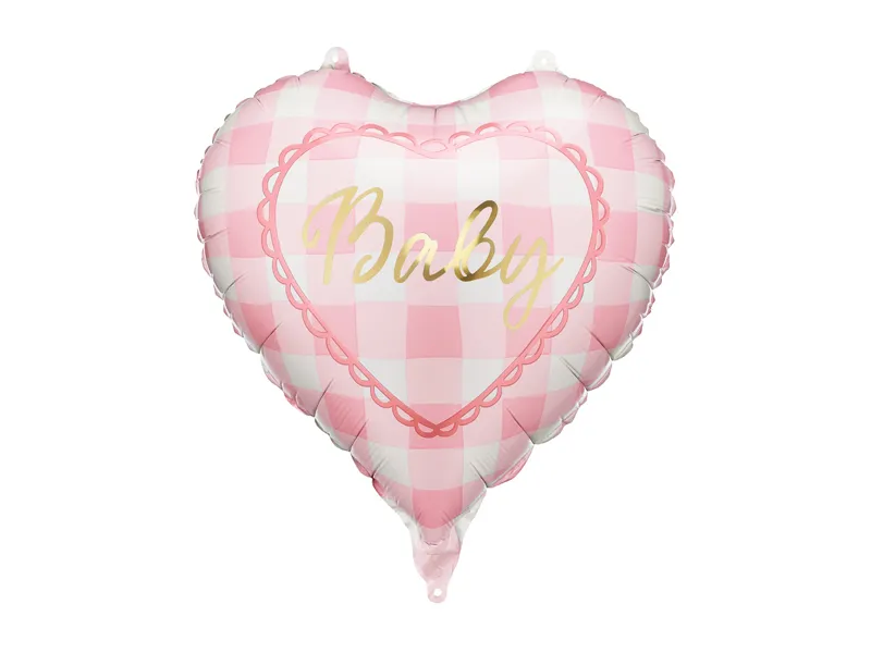 Balão Foil 35cm Coração Baby Vichy Rosa