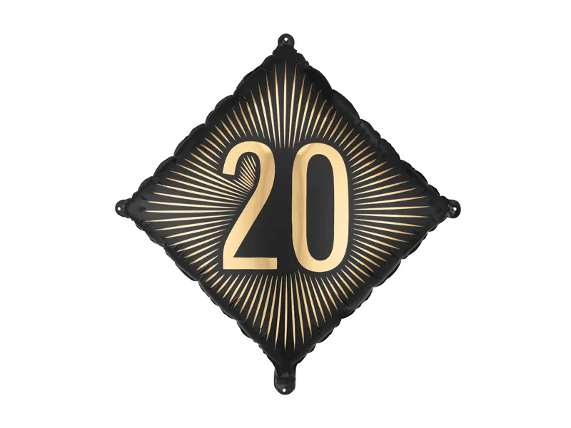 Balão Foil 46cm Preto - 20º Aniversário