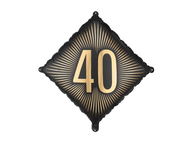 Balão Foil 46cm Preto - 40º Aniversário