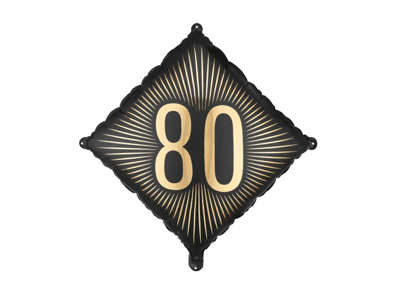 Balão Foil 46cm Preto - 80º Aniversário