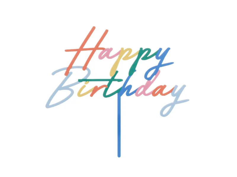 Topo de bolo 18x16,5cm ''Happy Birthday'' Colorido