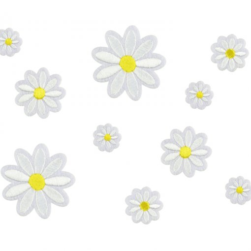 10 Iron on patch para roupa Flores 2x2-5x5cm Margaridas