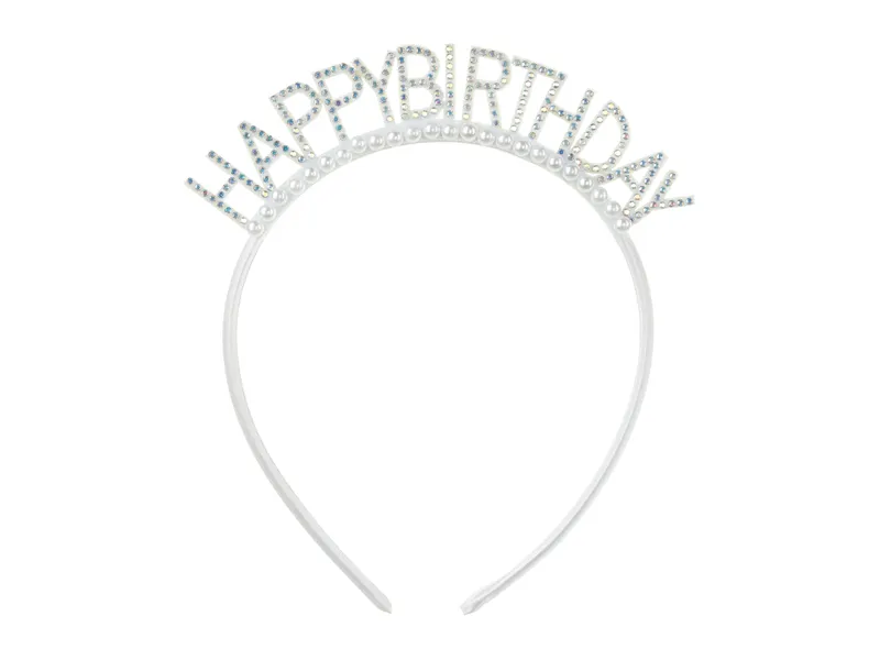 Bandolete Happy Birthday 14x15,5cm Prateado com Pérolas