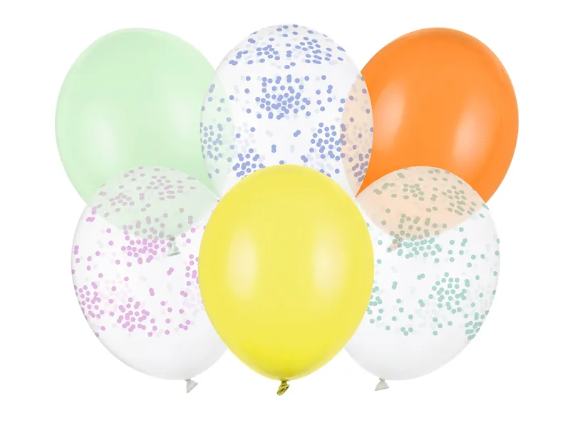 6 Balões Látex 30cm Confetti Colorido