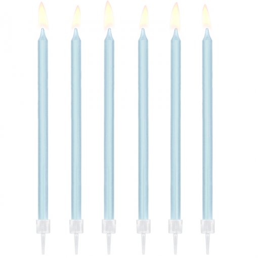 12 Velas de Aniversário 14cm Azul Claro