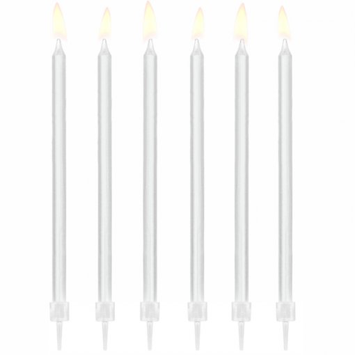 12 Velas de Aniversário 14cm Branco
