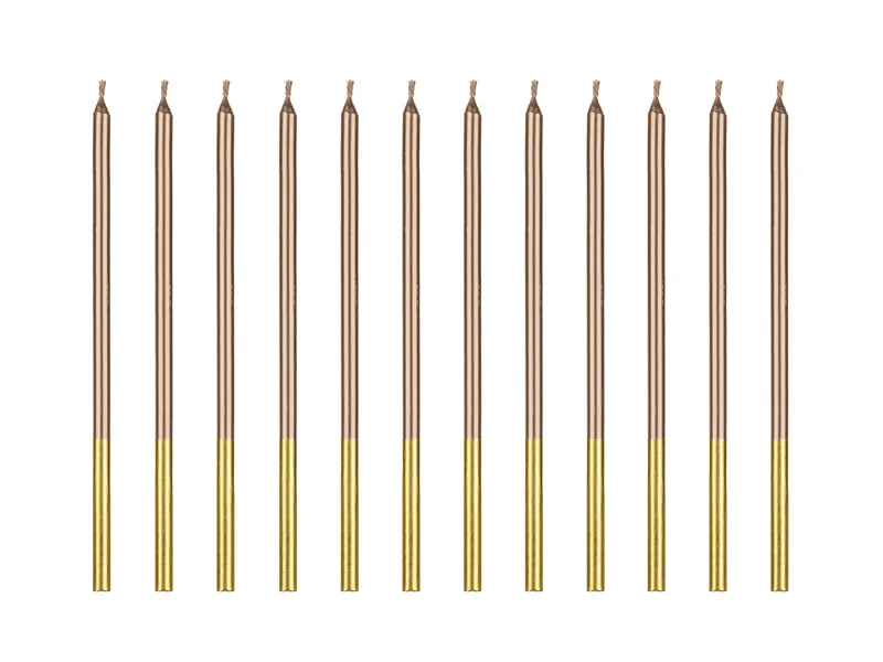 12 Velas de Aniversário 14cm Rose Gold & Douradas