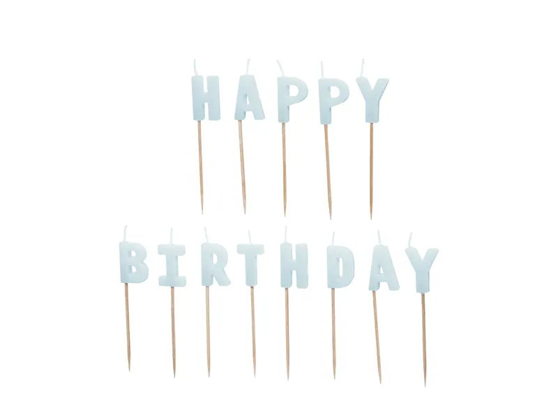 13 Velas Aniversário Happy Birthday Azul Claro