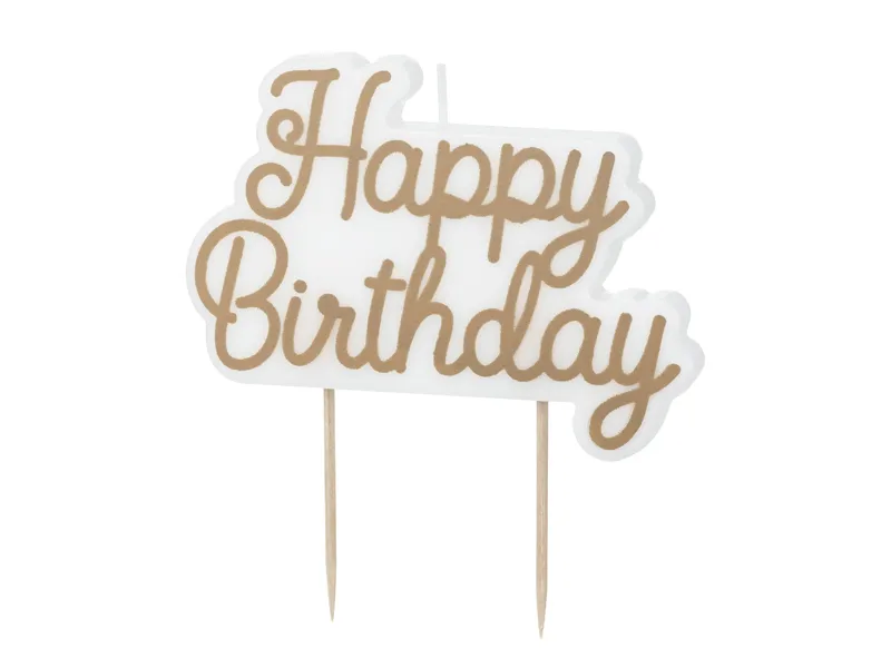 Vela Aniversário 7,5x10cm Happy Birthday Dourado