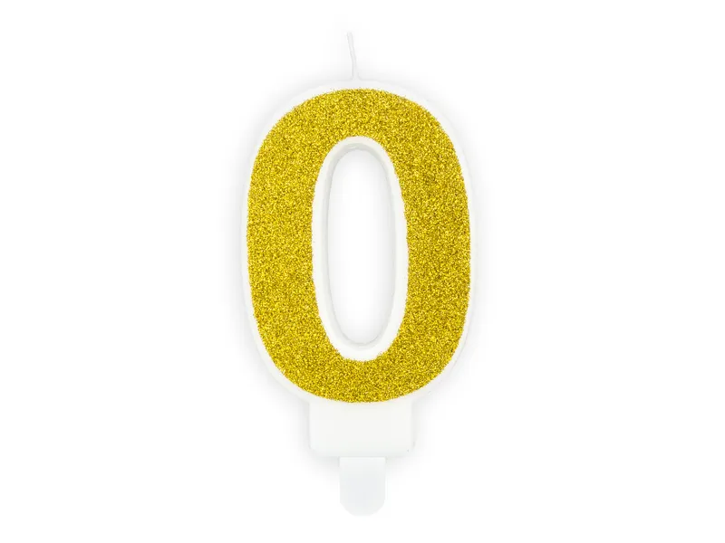 Vela Aniversário 7cm Dourado Glitter nº0