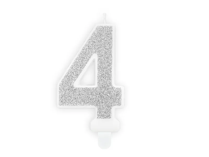 Vela Aniversário 7cm Prateado Glitter nº4