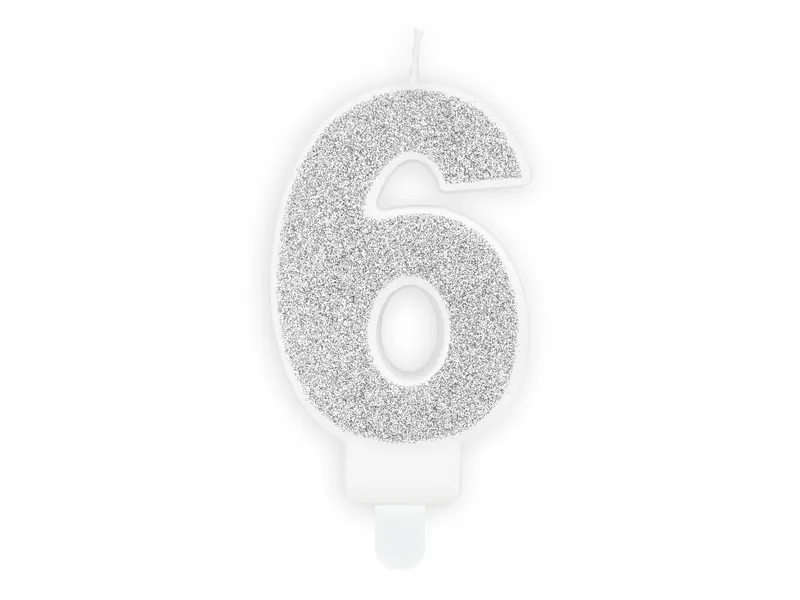 Vela Aniversário 7cm Prateado Glitter nº6