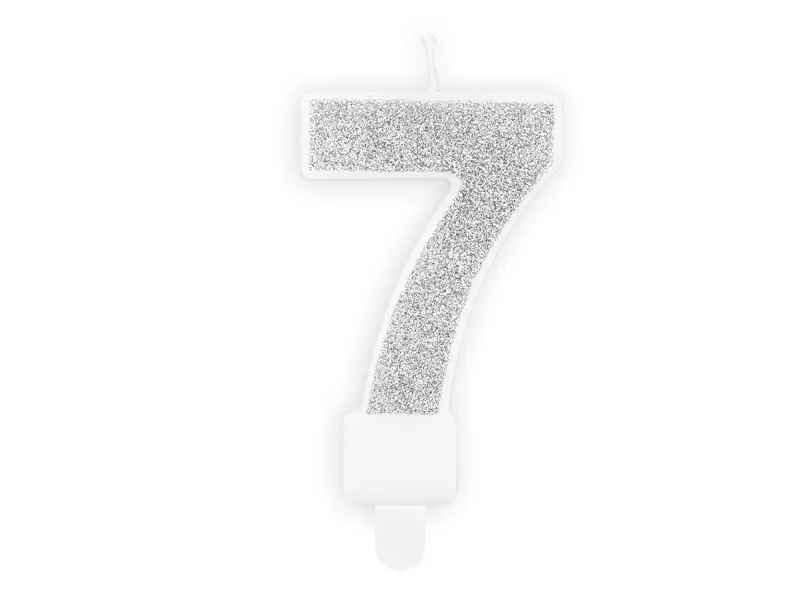 Vela Aniversário 7cm Prateado Glitter nº7