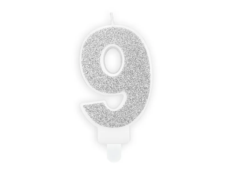 Vela Aniversário 7cm Prateado Glitter nº9