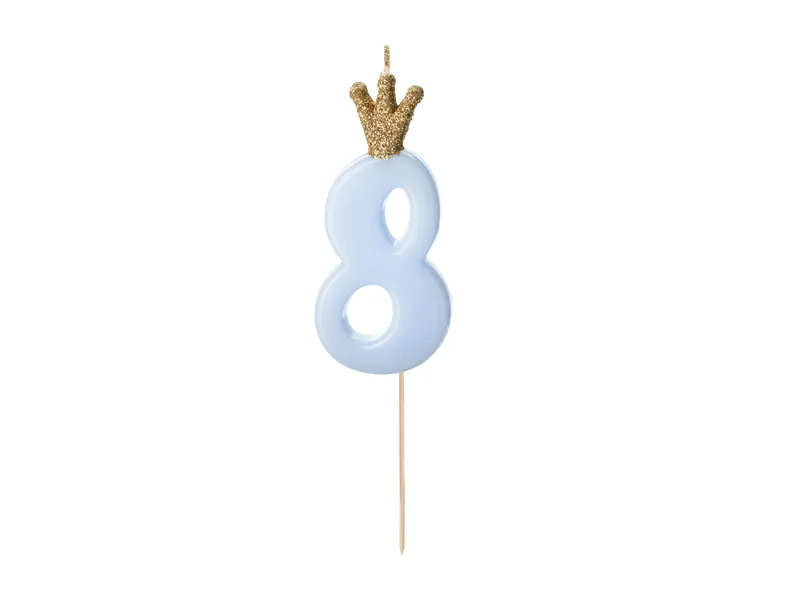 Vela Aniversário nº8 Azul Claro Coroa